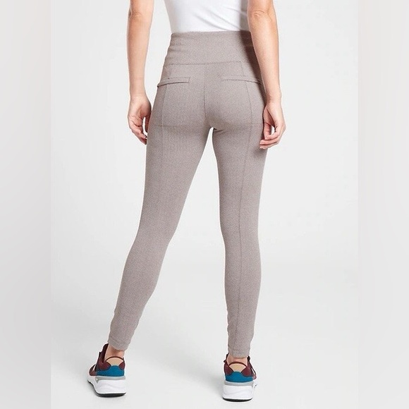 Athleta Taupe Herringbone Leggings - Picture 2 of 7